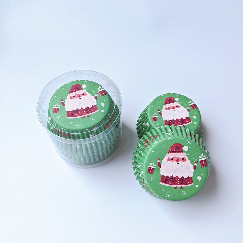 200 Christmas Paper Muffin Cake Liners, High Temperature Resistant And Oil-Proof Paper Liners, Muffin Paper Liners, New Year Cake Paper - Image 1
