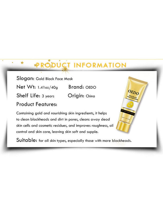 OEDO - OEDO Gold Face Mask Blackhead Remover Mask Peel Off Mask for Deep Cleansing Moisturizing Purifying for All Skin Types(40g) - Image 1