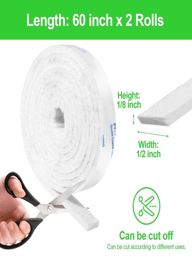 PremiFix Felt Strips with Adhesive Backing, Felt Tape with Adhesive Backing, Felt Furniture Strips 2 Pack Roll 1/2"x 60" White, Felt Strips for Furniture - Image 5