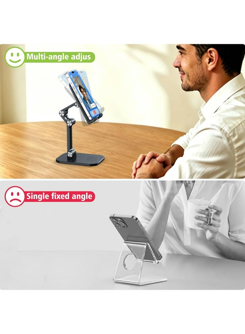 YOUGE Phone Stand Adjustable Height and Angle Cell Phone Stand for Desk Foldable Holder Taller iPhone Stand Compatible 4-13in All Mobile Phone/iPad/Tablet - Image 2