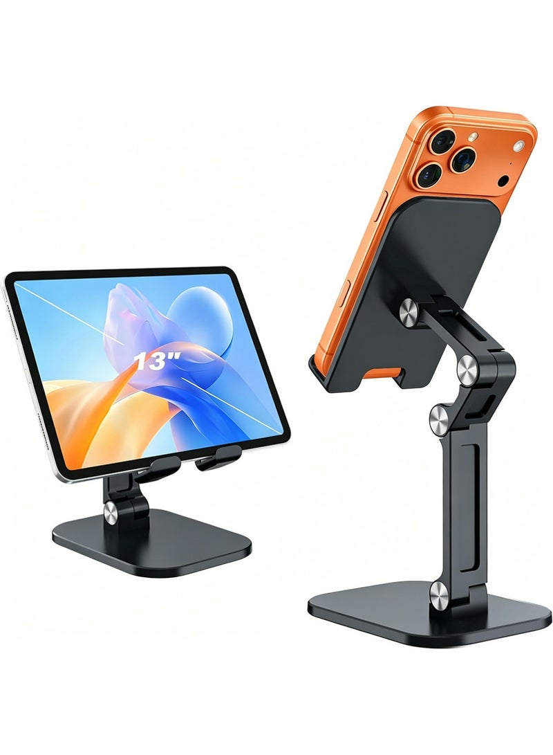 YOUGE Phone Stand Adjustable Height and Angle Cell Phone Stand for Desk Foldable Holder Taller iPhone Stand Compatible 4-13in All Mobile Phone/iPad/Tablet - Image 1