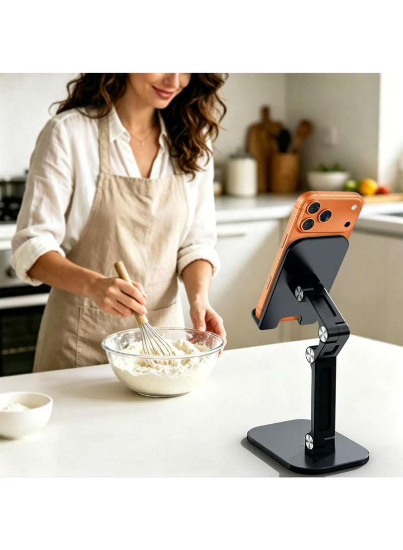 YOUGE Phone Stand Adjustable Height and Angle Cell Phone Stand for Desk Foldable Holder Taller iPhone Stand Compatible 4-13in All Mobile Phone/iPad/Tablet - Image 4