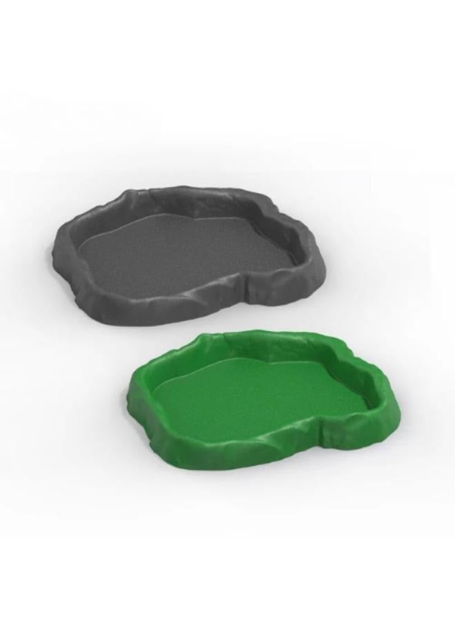 Imitation Rock Green and Grey Water Bowl Dish - Image 1
