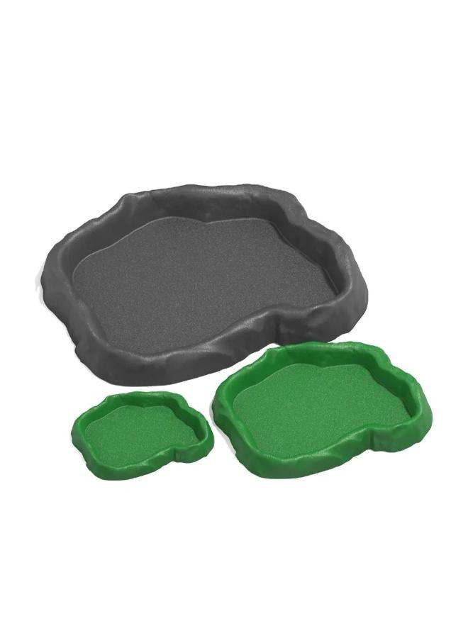 Imitation Rock Green and Grey Water Bowl Dish - Image 5