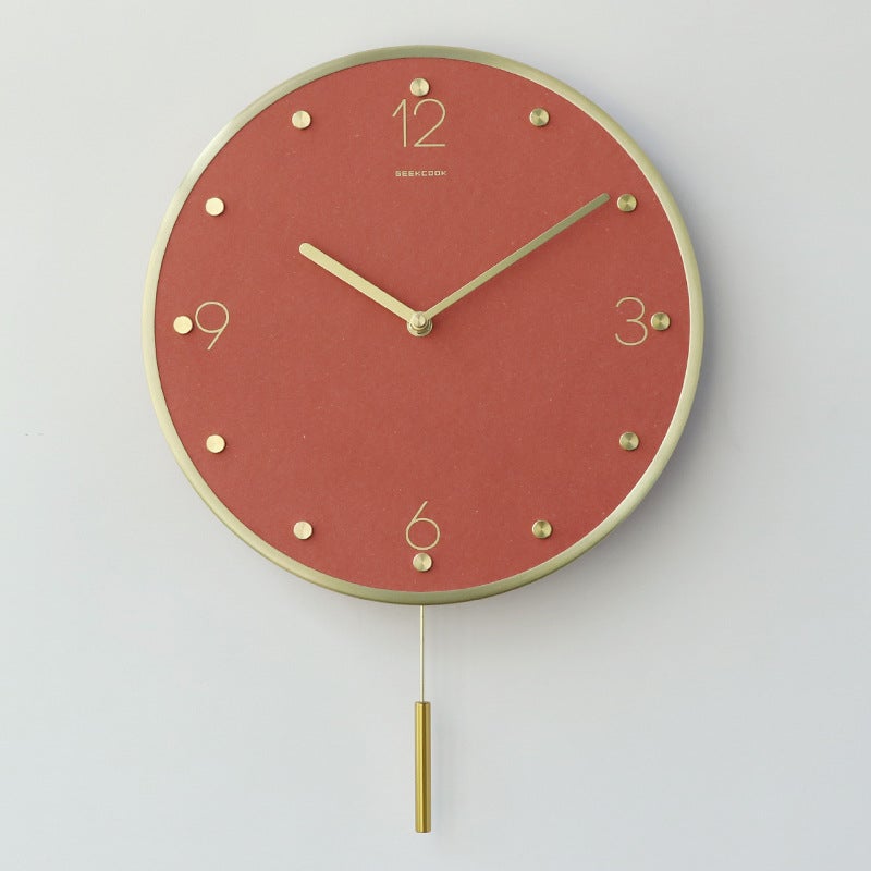 Metal Silent Swing Clock: Light Luxury Color Modern Light Luxury Ins Wall Clock Brass Scale Color Mdf Clock Face - Image 2