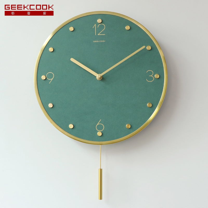 Metal Silent Swing Clock: Light Luxury Color Modern Light Luxury Ins Wall Clock Brass Scale Color Mdf Clock Face - Image 4