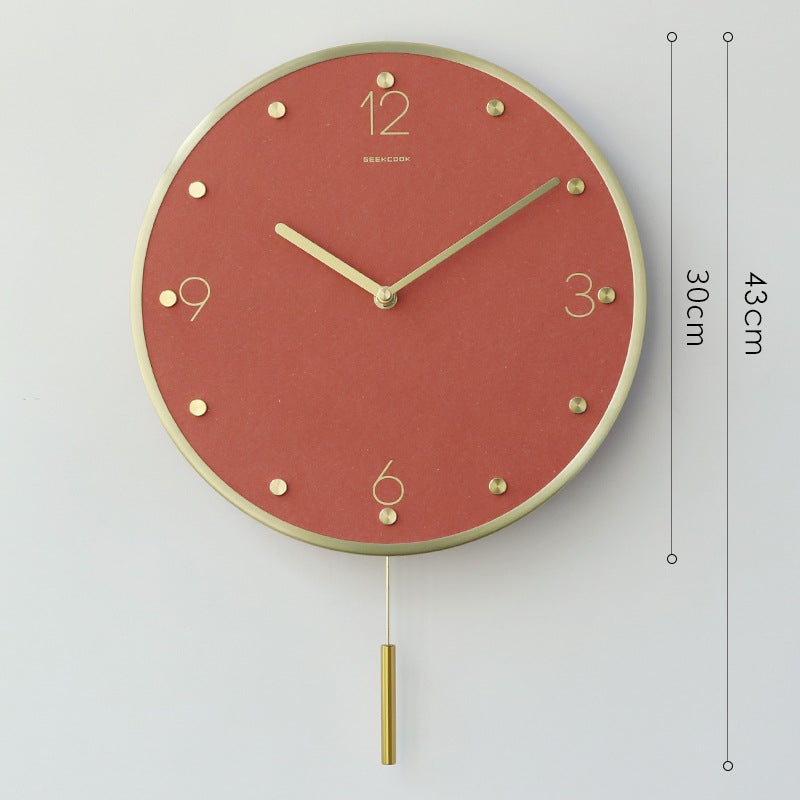 Metal Silent Swing Clock: Light Luxury Color Modern Light Luxury Ins Wall Clock Brass Scale Color Mdf Clock Face - Image 1