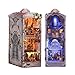 Tonecheer DIY Book Nook Kit for Adults DoubleSided Booknook Wooden 3D Puzzle Bookend Miniature House Kit Fantasy Bookshelf Decor with Dust Cover and LED Light for Birthday Gifts Monster Carnival - Image 2