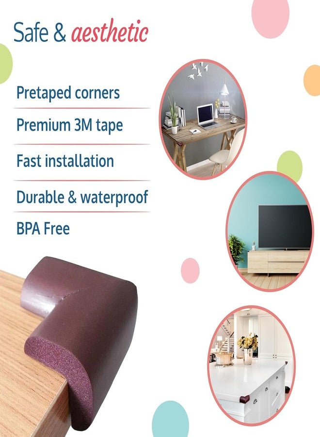 EXPORTTANZA Baby Proofing Corner Guards I Pre-Taped Corner Protectors I Child Safety Edge Guards I 10 Pieces Brown - Image 5