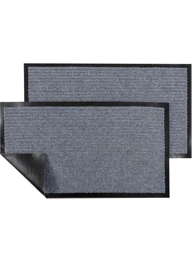 MIXDE Front Door Mat Welcome Mats 2-Pack - Indoor Outdoor Entryway Mats for Shoe Scraper, Ideal for Inside Outside Home High Traffic Area (Gray) - Image 1