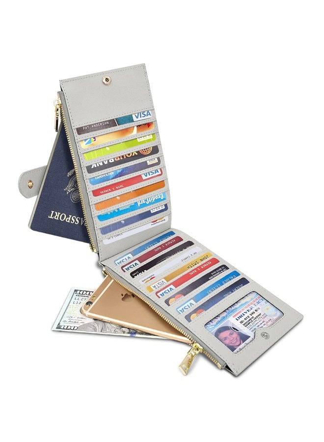 Coco Rossi Womens RFID Blocking Multi Card Organizer Bifold Wallet with Zipper Pocket,Grey Flowers - Image 2