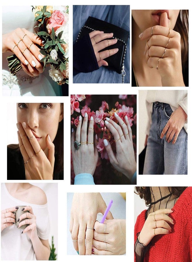 Softones 12-18Pcs 1MM Stainless Steel Thin Rings for Women Rose Gold|Silver|Gold 3 Color Stacking Knuckle Ring Set,Comfort Fit Size 4-9 - Image 2