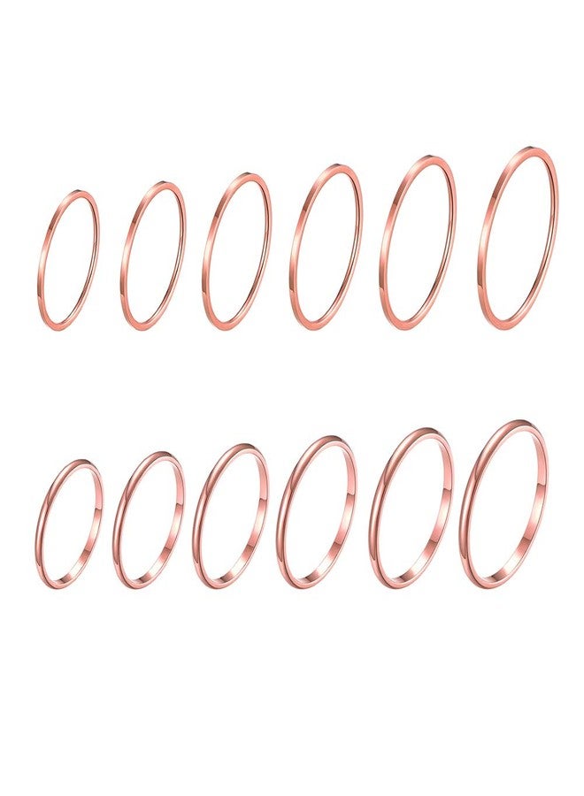 Softones 12-18Pcs 1MM Stainless Steel Thin Rings for Women Rose Gold|Silver|Gold 3 Color Stacking Knuckle Ring Set,Comfort Fit Size 4-9 - Image 1