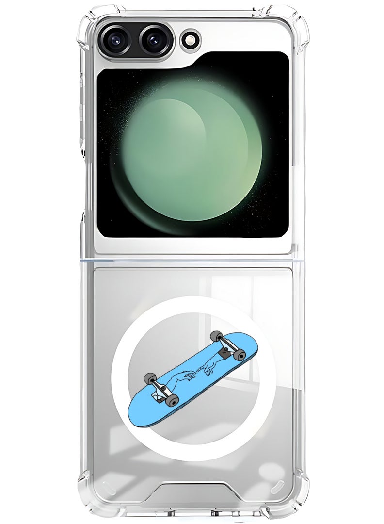 Theodor Magnetic Case for Samsung Galaxy Z Flip 5 Compatible with MagSafe Wireless Charging, Shockproof Phone Bumper Cover Skate Board - Image 1