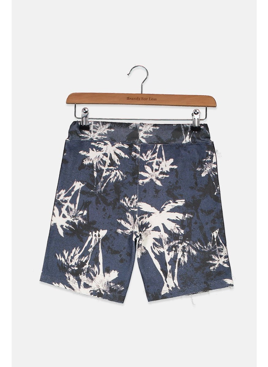 Fred Mello - Kids Boys Drawstring Bermuda Short, Blue Combo - Image 1