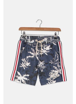 Kids Boys Drawstring Bermuda Short, Blue Combo
