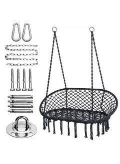 XiuWoo Home Hammock Chair Hanging Rope Swing Chair, Double Macrame Cotton Woven Thick-Braided Swing Rope, for Indoor & Outdoor, includes Hardware Kit  - Image 2