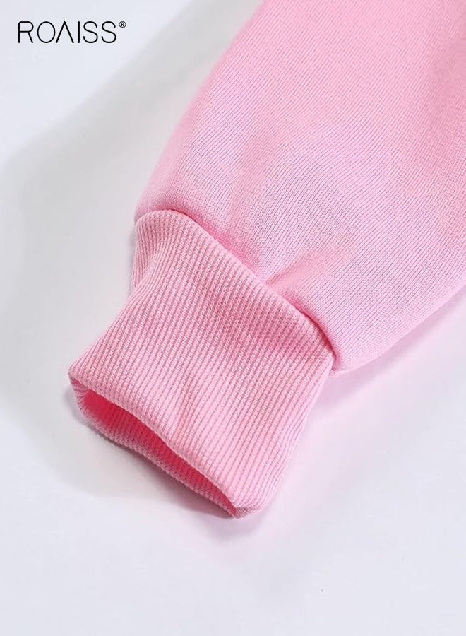 roaiss Men's Pink Oversized Streetwear Pullover Hoodie - Drawstring Hooded Drop Shoulder Long Sleeve with Pocket, Casual Spring Fall Comfort Fit Sweatshirt in Solid Color - Image 2