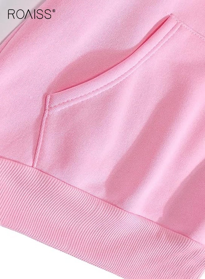 Men's Pink Oversized Streetwear Pullover Hoodie - Drawstring Hooded Drop Shoulder Long Sleeve with Pocket, Casual Spring Fall Comfort Fit Sweatshirt in Solid Color image 5