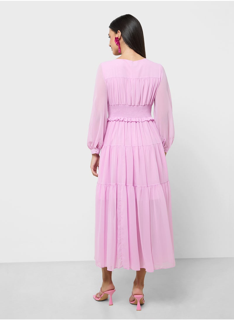 ELLA - Shirred Wiast Tiered Dress - Image 1