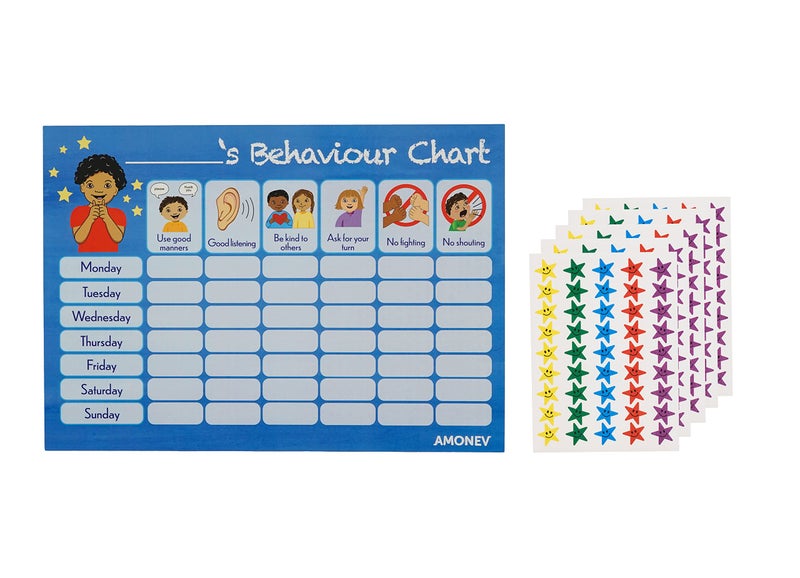 Amonev Behaviour Reward Charts for Boys and Girls Toddlers Twin Pack with 225 Star Stickers Included - Image 2