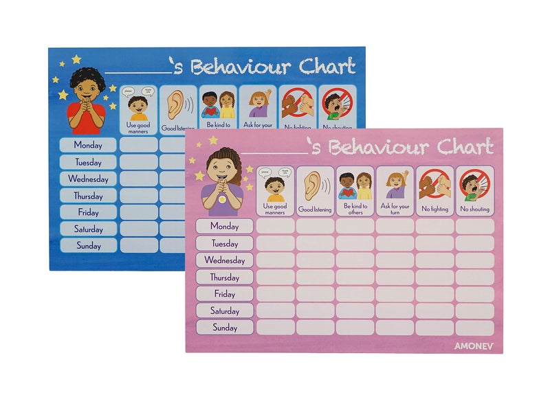 Amonev Behaviour Reward Charts for Boys and Girls Toddlers Twin Pack with 225 Star Stickers Included - Image 5