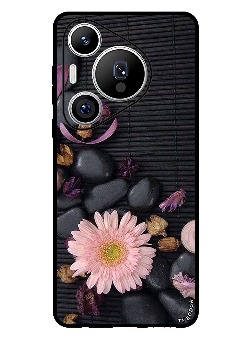 Theodor Protective Case Anti Scratch Shock Proof Bumper Cover For Huawei Pura 70 Pro Flowers & Stones - Image 1