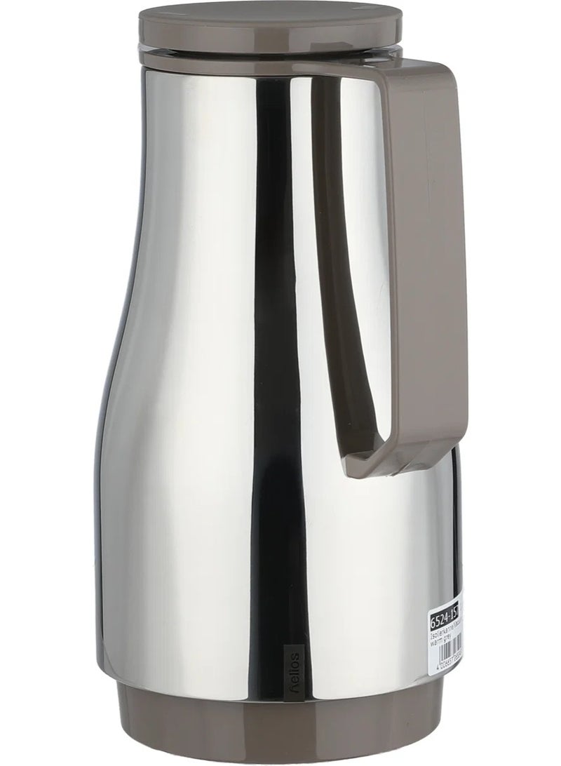 helios Thermos, 1 Liter, Glass Interior - Silver Cappuccino - Image 2