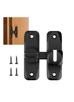 Excefore Flip Door Sliding Latch, 90 Degree Stainless Steel Latch, Safety Sliding Barn Door Lock, Latch Lock, Right Angle Curved Door, Prevent Corrosions, Barn Door Bathroom Lock, Black  - Image 1