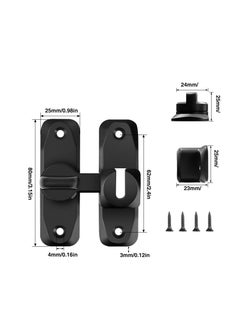Excefore Flip Door Sliding Latch, 90 Degree Stainless Steel Latch, Safety Sliding Barn Door Lock, Latch Lock, Right Angle Curved Door, Prevent Corrosions, Barn Door Bathroom Lock, Black  - Image 2