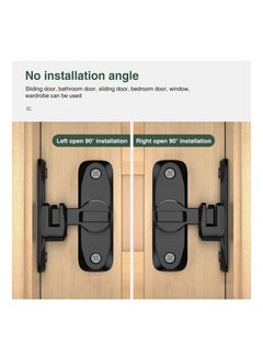 Excefore Flip Door Sliding Latch, 90 Degree Stainless Steel Latch, Safety Sliding Barn Door Lock, Latch Lock, Right Angle Curved Door, Prevent Corrosions, Barn Door Bathroom Lock, Black  - Image 5