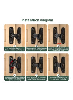 Excefore Flip Door Sliding Latch, 90 Degree Stainless Steel Latch, Safety Sliding Barn Door Lock, Latch Lock, Right Angle Curved Door, Prevent Corrosions, Barn Door Bathroom Lock, Black  - Image 4
