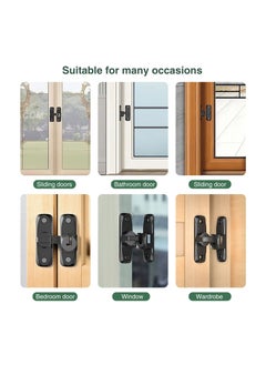 Excefore Flip Door Sliding Latch, 90 Degree Stainless Steel Latch, Safety Sliding Barn Door Lock, Latch Lock, Right Angle Curved Door, Prevent Corrosions, Barn Door Bathroom Lock, Black  - Image 3