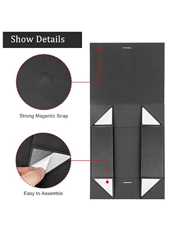MIXDE Large Black Gift Box with Lid for Presents 13x9x4 Inch with Ribbon and Magnetic Closure (Pack of 1) - Image 4