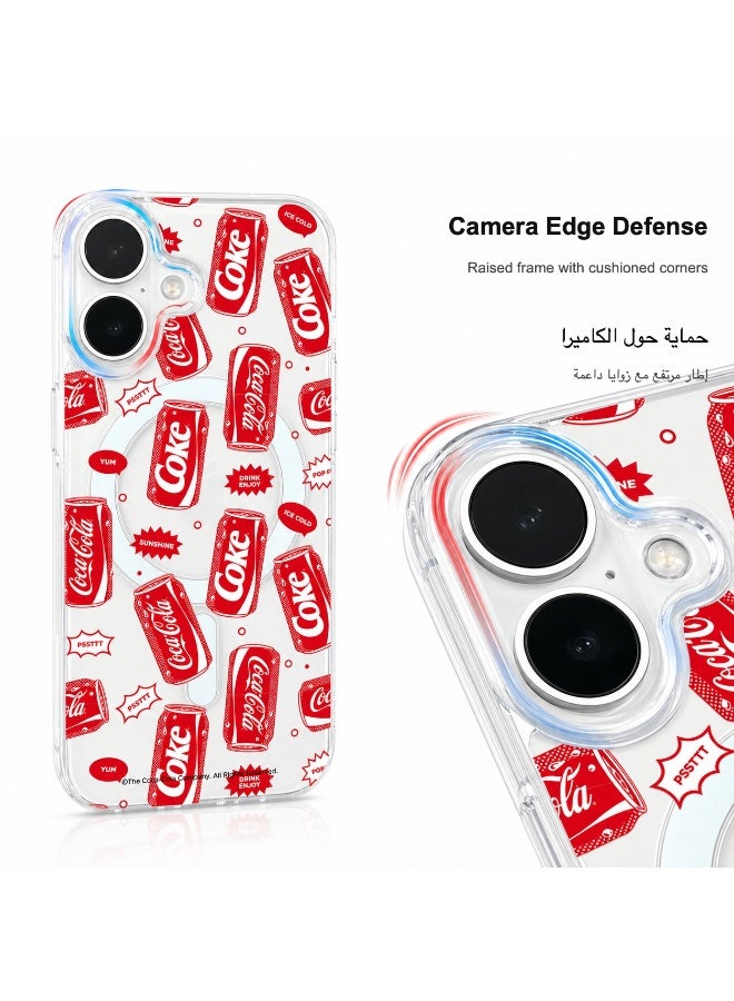 Coca-Cola iPhone 17 Magnetic Clear Phone Case, Slim Protective Cover with Coke Can Pattern, Wireless Charging Compatible, Raised Camera Protection, Clear/Red - Image 3