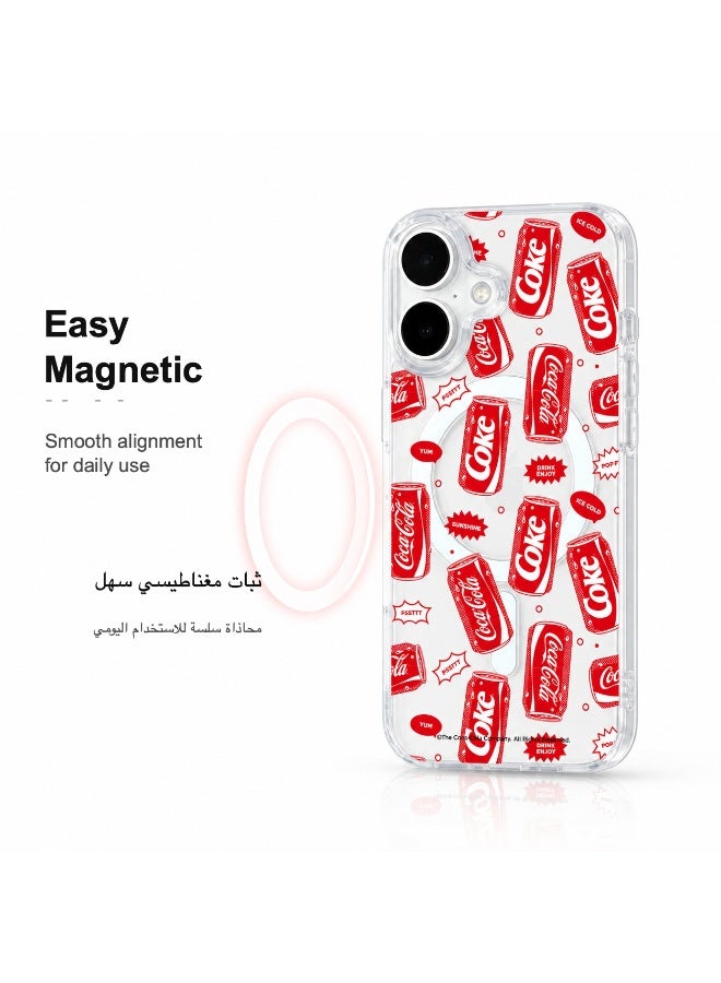 Coca-Cola iPhone 17 Magnetic Clear Phone Case, Slim Protective Cover with Coke Can Pattern, Wireless Charging Compatible, Raised Camera Protection, Clear/Red - Image 2