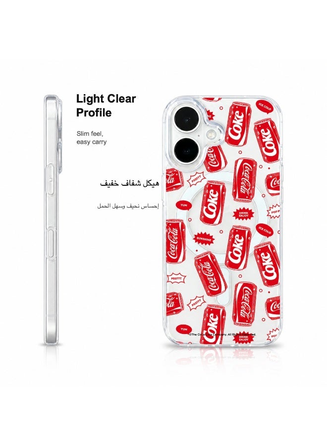 Coca-Cola iPhone 17 Magnetic Clear Phone Case, Slim Protective Cover with Coke Can Pattern, Wireless Charging Compatible, Raised Camera Protection, Clear/Red - Image 4