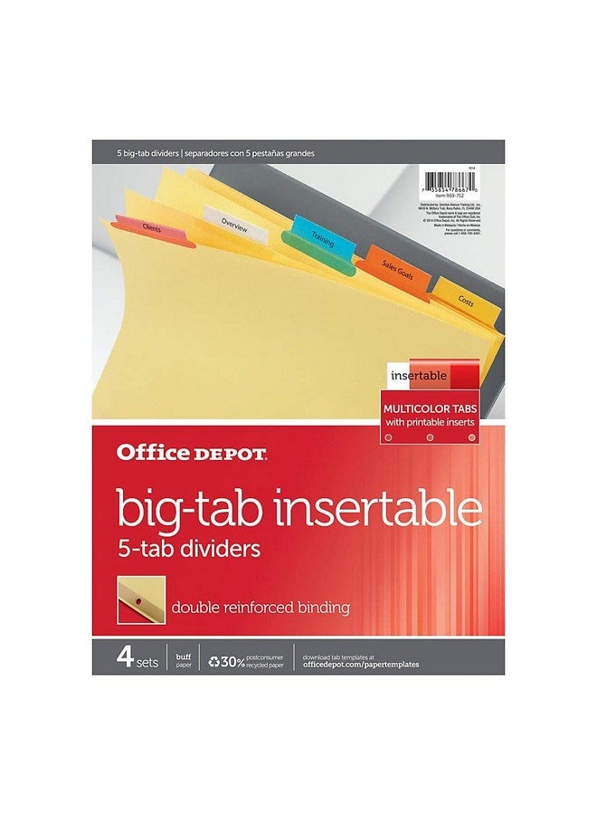 أوفيس ديبوت فواصل قابلة للإدخال من العلامة التجارية مع علامات تبويب كبيرة، ألوان متنوعة، 5 أقراص، عبوة من 4 مجموعات - Image 5