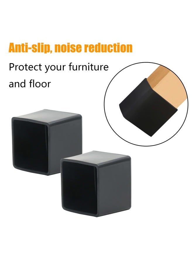 Suiwotin 24PCS Square Black PVC Furniture Leg Caps, 1 Inch x 1 Inch Square Chair Leg Caps Covers, Anti-Slip Chair Leg Floor Protectors - Image 3