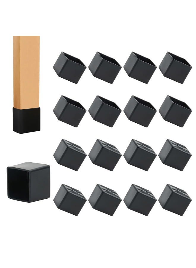 Suiwotin 24PCS Square Black PVC Furniture Leg Caps, 1 Inch x 1 Inch Square Chair Leg Caps Covers, Anti-Slip Chair Leg Floor Protectors - Image 1