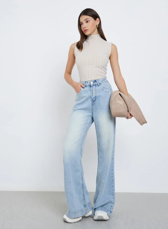 Styli Beige Sleeveless Fitted Knit Top