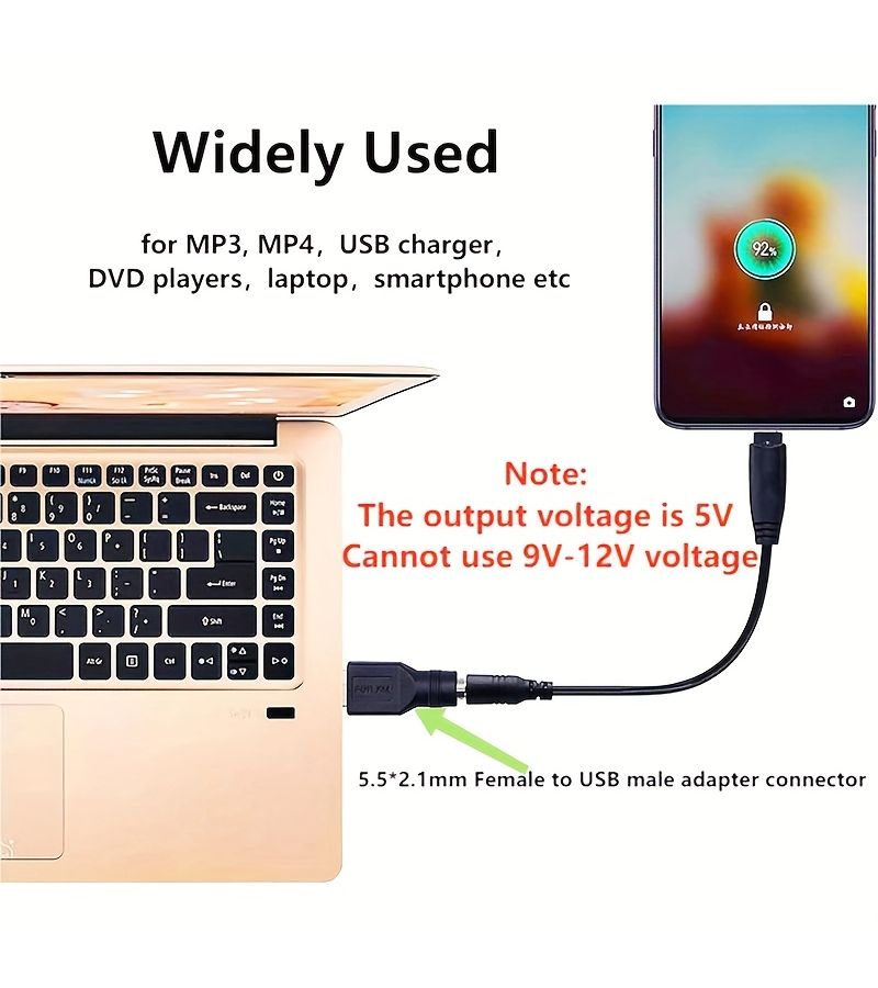 Dc Male To Usb Male Power Adapter 5 5x2 1mm Female Jack To Usb 2 0 Male Plug Connector - Image 3