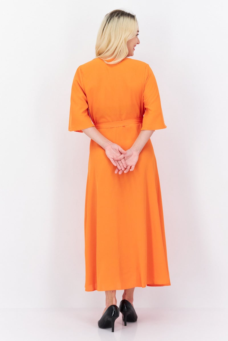 French Connection Women Plain Maxi Dress, Orange - Image 2