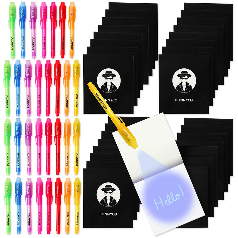 BONNYCO Invisible Ink Pen and Notebook Pack 32 Party Favors for Kids Magic Spy Pen Goodie Bags Stuffers for Kids Goody Bag Stuffers Pinata Return Gifts Birthday Party Classroom Prizes Students - Image 3