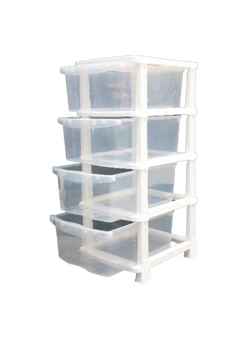 Home Ezz Plastic Storage Unit with 4 Clear Drawers and White Frame – Ideal for Organizing Clothes, Kids’ Essentials, and Everyday Items  - Image 2