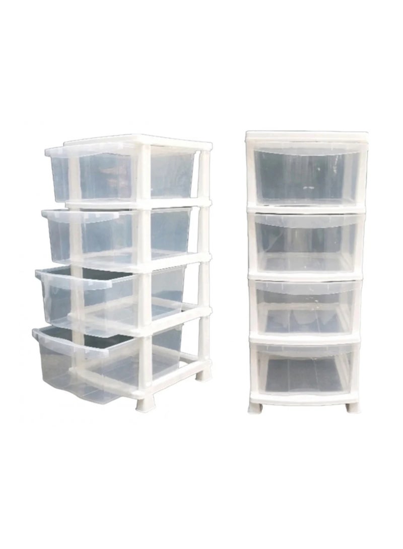 Home Ezz Plastic Storage Unit with 4 Clear Drawers and White Frame – Ideal for Organizing Clothes, Kids’ Essentials, and Everyday Items  - Image 3
