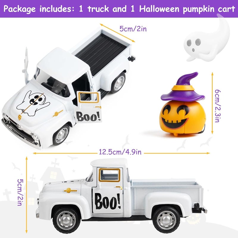 CRAFLOX Halloween Truck Decor, Halloween White Ghost Metal Truck Decorations for Home Indoor, Mini Cute Pumpkin Tiered Tray Decor, Farmhouse Kitchen Tabletop Centerpiece Decorations - Image 3