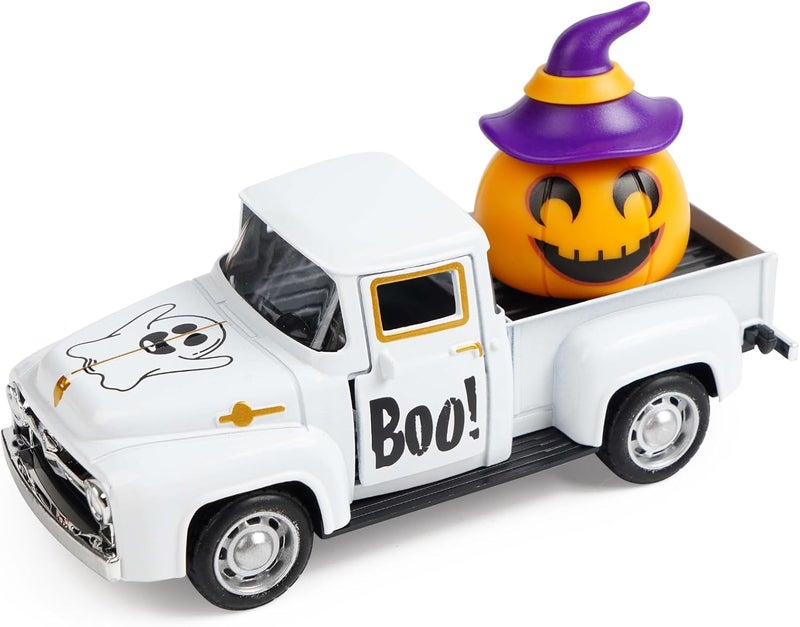 CRAFLOX Halloween Truck Decor, Halloween White Ghost Metal Truck Decorations for Home Indoor, Mini Cute Pumpkin Tiered Tray Decor, Farmhouse Kitchen Tabletop Centerpiece Decorations - Image 1