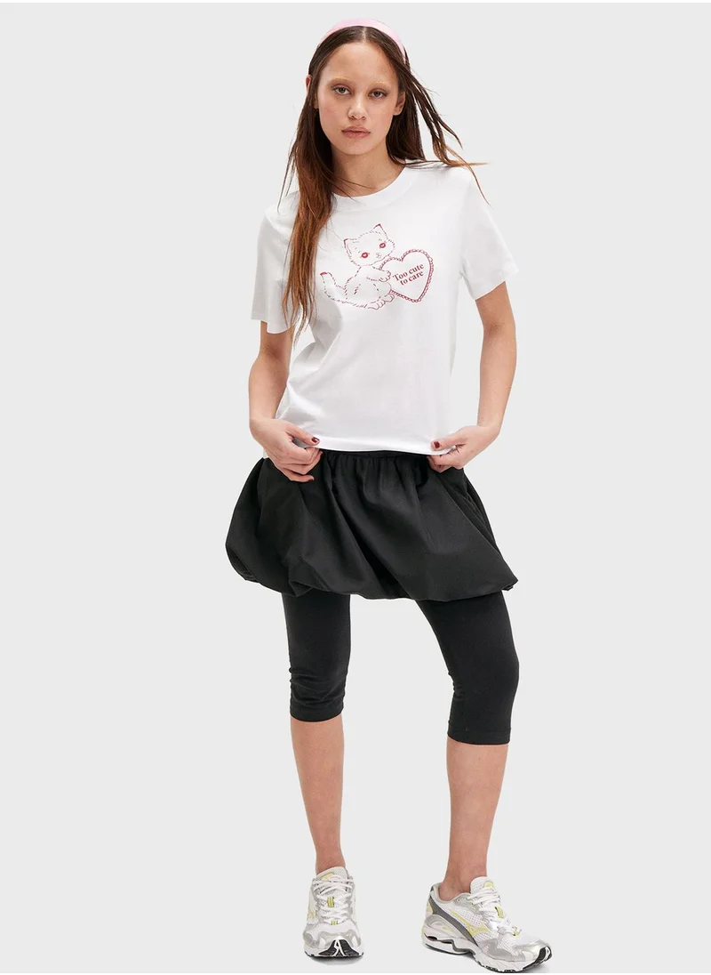 MONKI Crew Neck Graphic T-Shirt