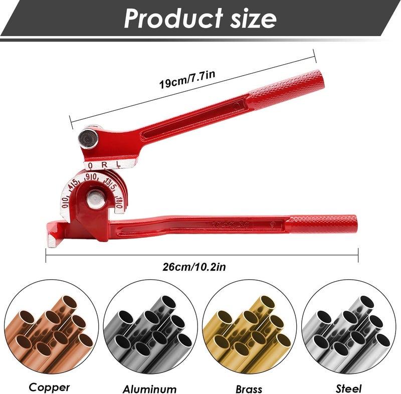 UPTODATETOOLS 180 Degree Tube Bender 14in 516in and 38in 3in1 Manual Tubing Fuel Brake Tube Bender for Copper Brass Aluminum and Thin Steel TubeRed - Image 2